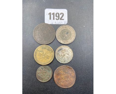 Six old coins &amp; medals