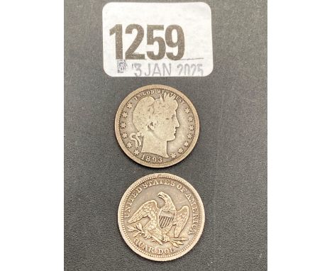 USA Quarters 1857 O and 1893 O