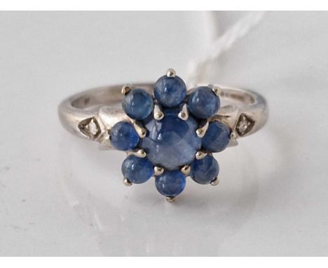 A sapphire and diamond ring 9ct size U 4 gms