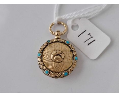 A ANTIQUE GEORGIAN GOLD TESTED AND TURQUOISE FANCY LOCKET  