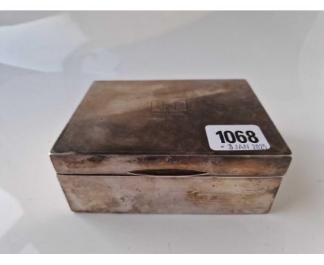 Rectangular cigarette box with engine turned cover 5 in wide. Birmingham 1938