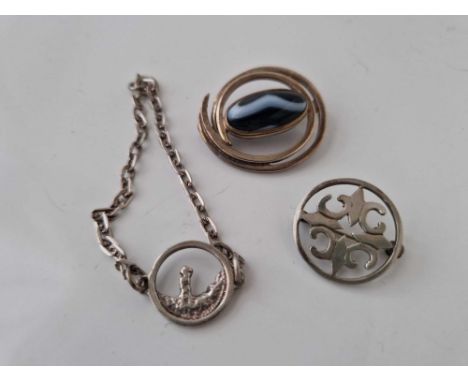 A ORTAK MALCOLM GRAY three items of silver jewellery two brooch and a bracelet