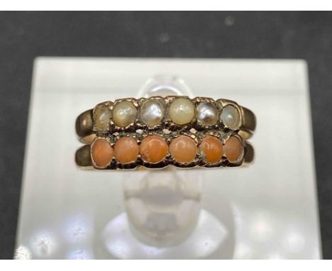 A Georgian coral and pearl double row ring Size O