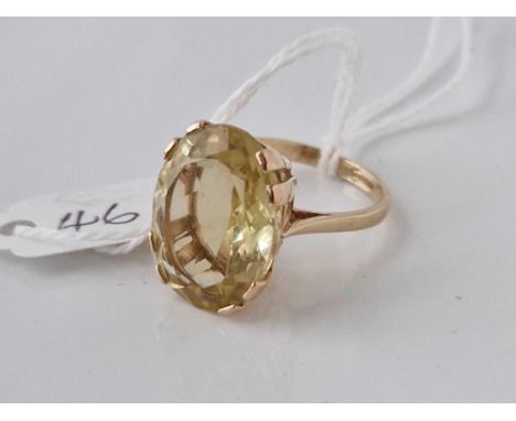 A large citrine dress ring 9ct size O 5 gms