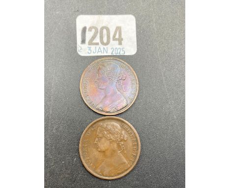 A Victorian penny 1863, better grade &amp; another 1871