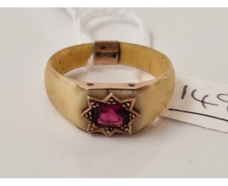 A late Georgian Fine Ruby Ring Set in Bone ring size U