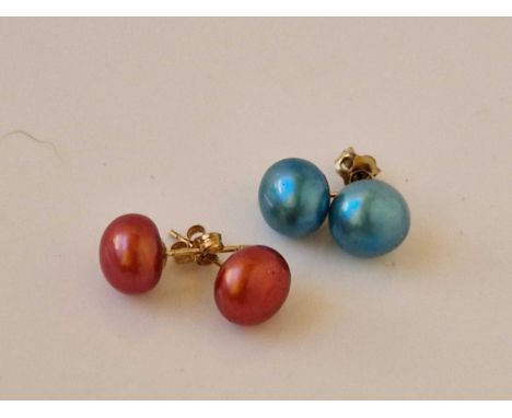 Two pairs of coloured pearl earrings