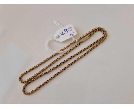 A belcher link neck chain with cylinder clasp 9ct 16 inch