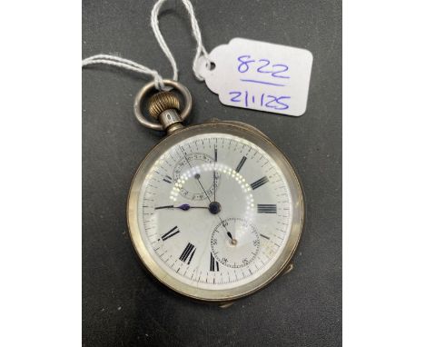 A silver multi dial pocket watch AF