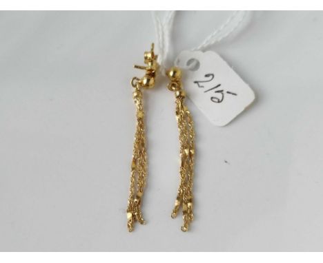 A pair of chain drop earrings 9ct 1.7 gms