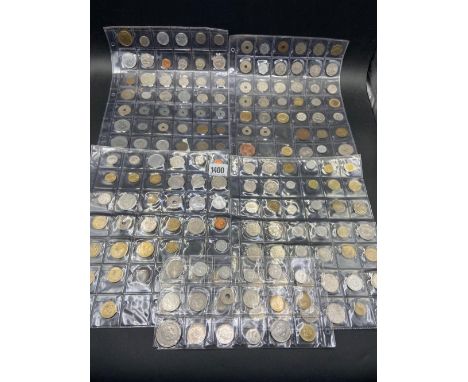 Four &amp; half sheets of World coins 186 in number