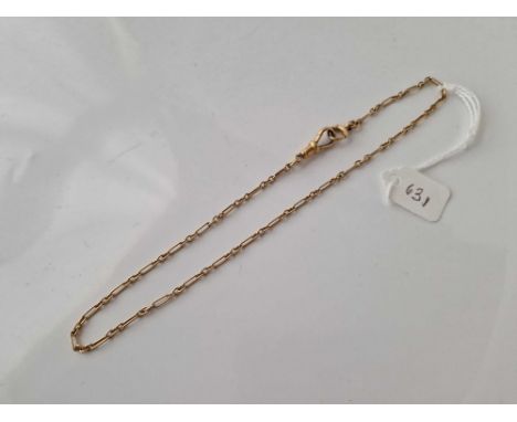 A LONG AND SHORT LINK WATCH CHAIN 15CT GOLD 13 INCH 7.1 GMS