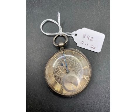 A Gents Silver Pocket Watch with Silvererd Face and Seconds Dial 