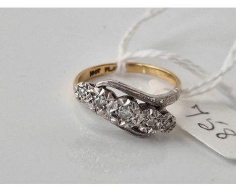 A five stone diamond ring 18ct gold size N 3.1 gms