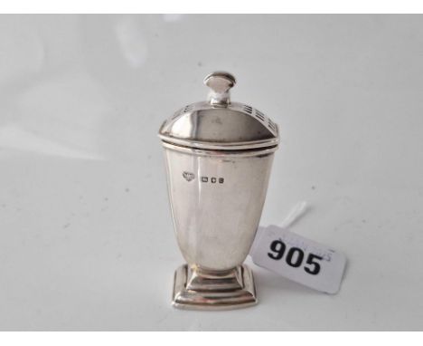 A Art Deco pepper caster on stepped base, London 1938 by Goldsmith Co, 40g