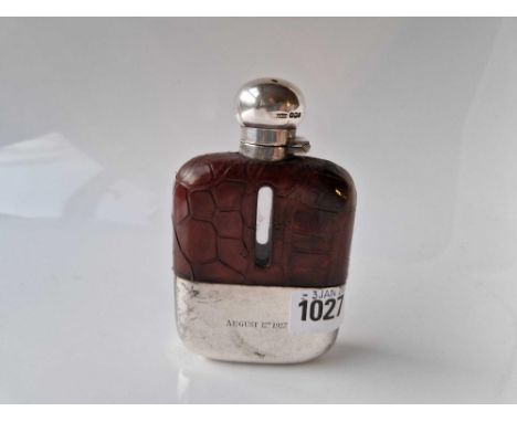 Another hip flask with detachable cup base &amp; bayonet cover, 5" high, Sheffield 1926 by JD &amp; S