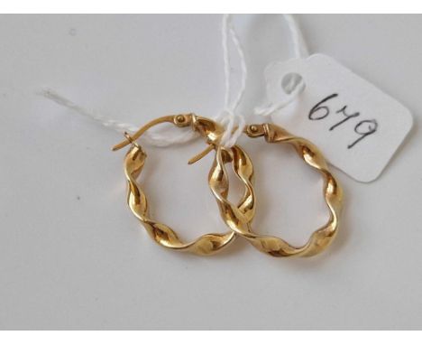 A pair of fancy hoop earrings 9ct