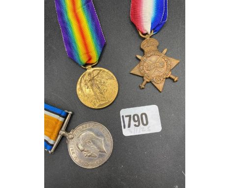 A trio of 3 WWI medals to F.F.F STALLARD STO I R N, (No.4573)