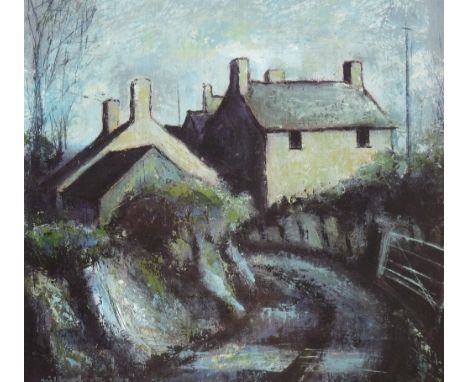 WILF ROBERTS coloured limited edition (13/20) print - farmstead 'Fferm Ger Dinas Dinlle', signed and entitled and originally 