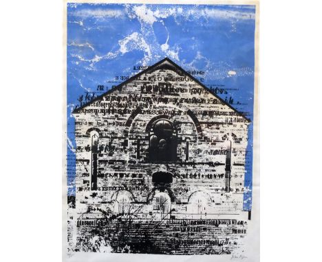 JOHN PIPER limited edition (54/75) coloured print - chapel front with overprinted lettering, signed and numbered in pencil, 8