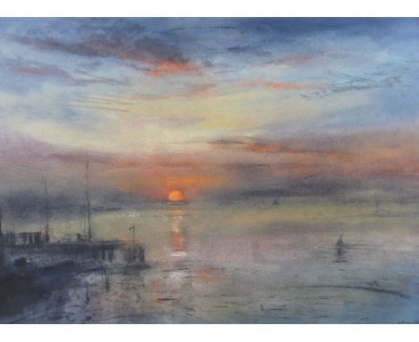 WILLIAM SELWYN artist's proof coloured print - sunset on the Straits at Caernarfon, signed, 50 x 71 cms