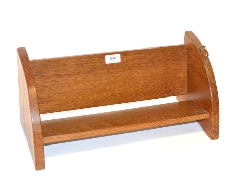 A Robert ''Mouseman'' Thompson Oak Book Trough, with carved mouse signature, 45cm long 