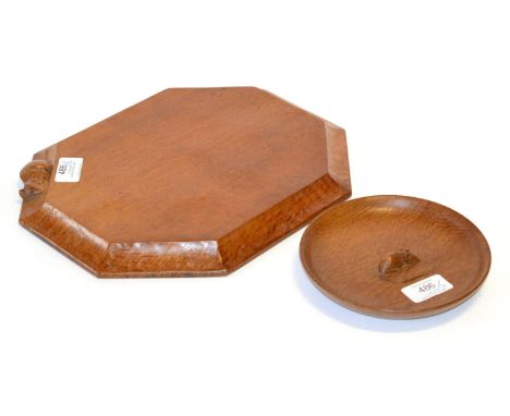 A Robert ''Mouseman'' Thompson Oak Bread Board, with a carved mouse signature, 31cm; and A Robert ''Mouseman'' Thompson Oak B