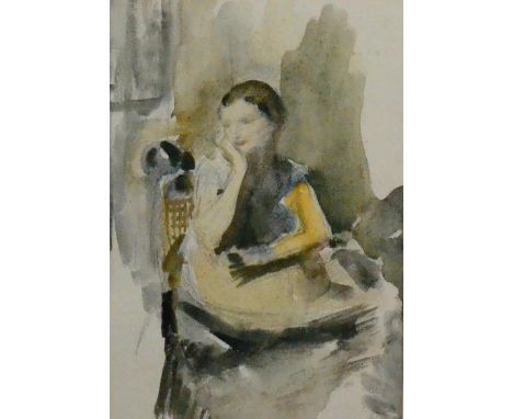 Ambrose McEvoy ARA (1878-1927) ''Portrait of Zenobie'', 1923  With studio stamp, pencil and watercolour, 40 by 28cm  Sold tog