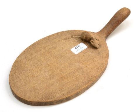 A Robert ''Mouseman'' Thompson Oak Cheese Board, circa 1950s, with carved mouse signature on the board, 37cm Used and dry. Wo