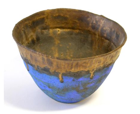 Robin Welsh (b.1973): A Stoneware Bowl, blue and gold glaze, impressed RW seal mark, 28.5cm diameter  1953-57 Penzance School