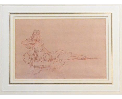 Sir William Russell Flint RA, PRWS, RSW, ROI, RE, NS (1880-1969) Scottish  Reclining figure on a chaise longue  Signed, red c