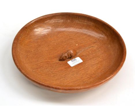 A Robert ''Mouseman'' Thompson Oak Fruit Bowl, with carved mouse signature to interior, 29cm diameter 