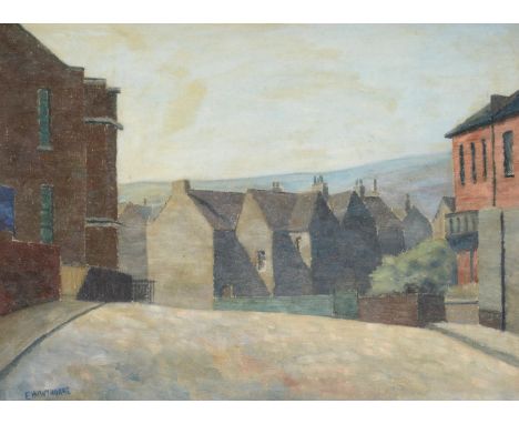 Elwin Hawthorne (1905-1954) ''North London'' Signed, signed and inscribed  on stretcher verso, oil on canvas, 43.5cm by 59cm 