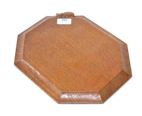 A Robert ''Mouseman'' Thompson Oak Bread Board, with carved mouse signature, 31cm 