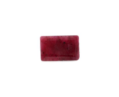 **CERTIFICATED UNMOUNTED RUBY, rectangular step cut, weighing approximately 12.15 carats, with accompanying report from the G