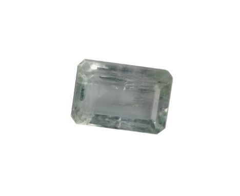 **CERTIFICATED UNMOUNTED AQUAMARINE, octagonal step cut, weighing approximately 7.95 carats, with accompanying ITLGR report n