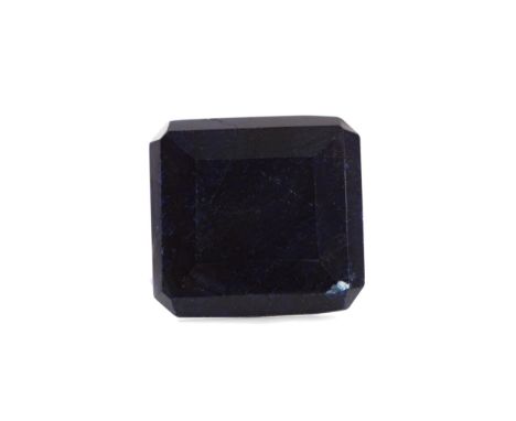 **CERTIFICATED UNMOUNTED SAPPHIRE, rectangular step cut, weighing approximately 56.68 carats, with evidence of dye enhancemen