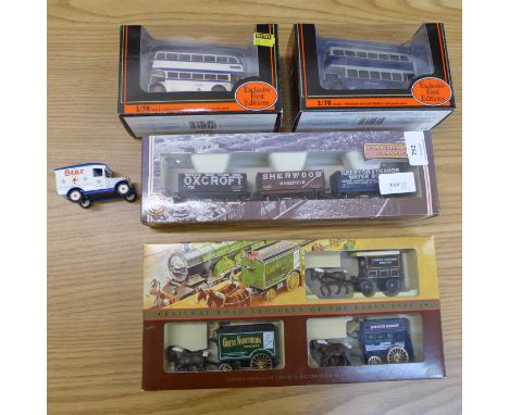 A Bachmann Coal Traders Classics 33-026 (Derby/Notts) boxed set of three wagons, Lledo Models Railway Road Vehicles of the ea