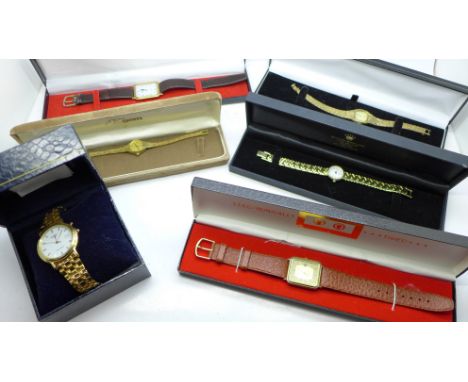 Four Rotary wristwatches, one Bulova and one Montdor 