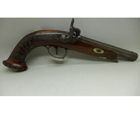 A c1830/40 continental pistol with patch box 