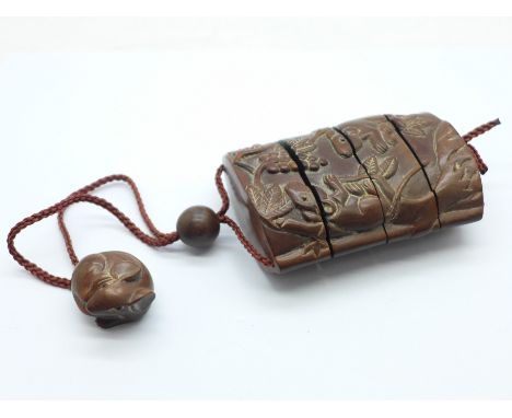 A modern Japanese carved inro and netsuke 
