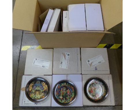A collection of twelve Russian Legends plates including hanging shelf 