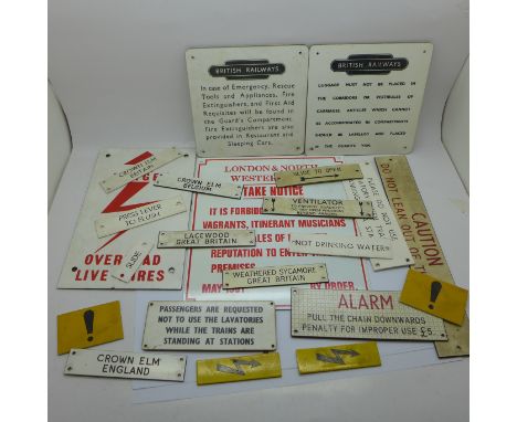 Railway related signs, (enamel sign a reproduction) 