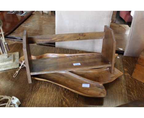 A vintage carved fruit wood shelf and fruit bowl