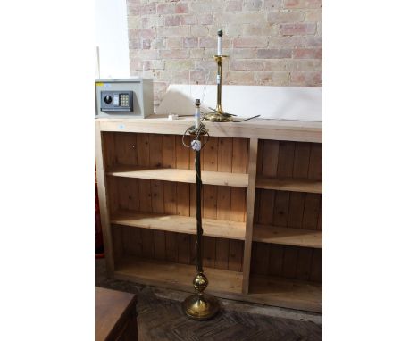 A brass standard lamp plus a brass table lamp