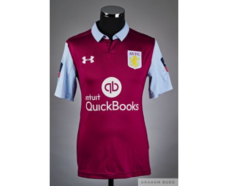 Jack Grealish claret and blue No.40 Aston Villa v. Tottenham Hotspur, match issued short-sleeved shirt, 2017, Under Armour, M