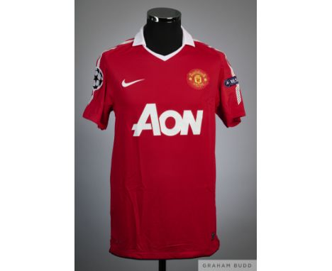 Nani red Manchester United No.17 home shirt, season 2010-11, player issue, Nike, size M, short-sleeved with UEFA STARBALL and