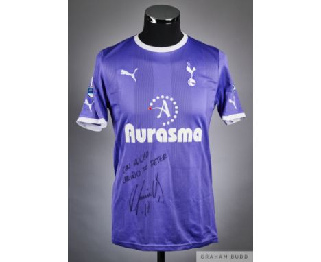 Giovani purple No.17 Tottenham Hotspur match issue away shirt 2011-12, Puma size M crew neck collar, embroidered club badge w