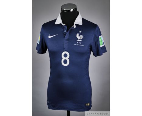 Mathieu Valbuena France v. Honduras 2014 World Cup match issued short-sleeved shirt, 2014, Nike, S with button-up collar and 