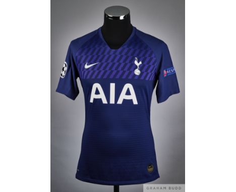 Harry Kane blue and purple No.10 Tottenham Hotspur Champions League match issued short-sleeved shirt, 2019-20, Nike, M with c